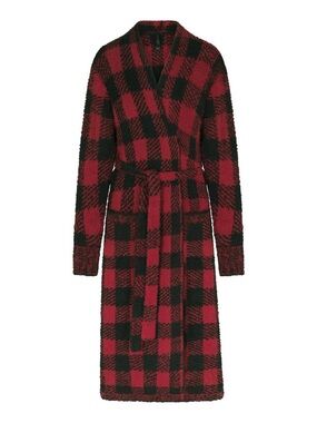 SKIMS Cozy Robe – Brick Buffalo Check – Size L/XL – New